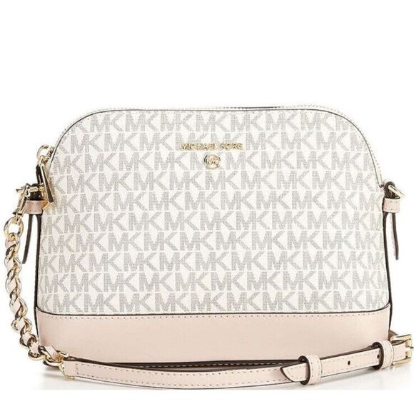 Handbags - Michael Kors Greenwich Jet Set Charm Dome Crossbody Bag Vanilla White Soft Pink
